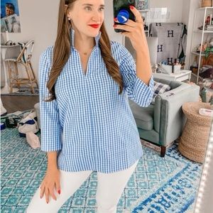 Tuckernuck Blue and White Checkered Blouse